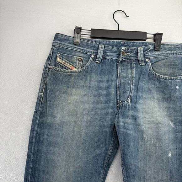 Diesel jeans mens 33x32 Fits 34x33 Blue Larkee Straight Whisker Vintage y2k - Picture 3 of 16